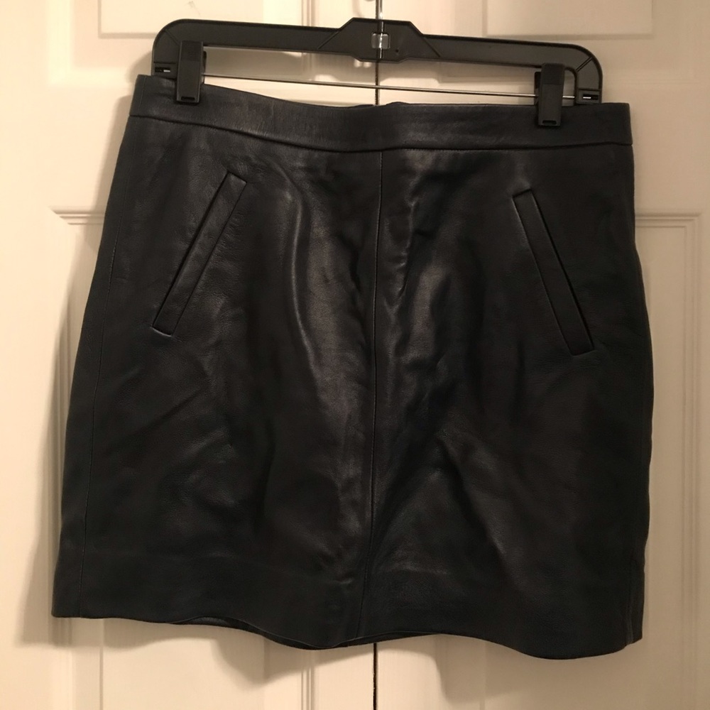 JCrew Navy Leather Mini Skirt